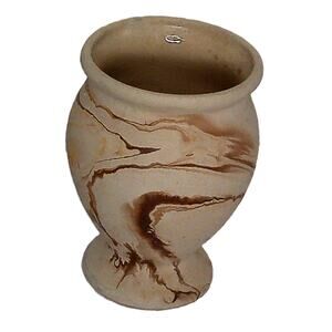 Vintage Nemadji Art Pottery Vase Marbled Swirl 6" Minnesota Indian Head Stamp